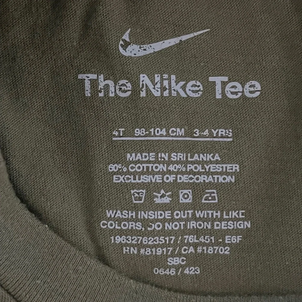 Nike Kids Just Do It Graphic Tee Olive Green Orange 4T